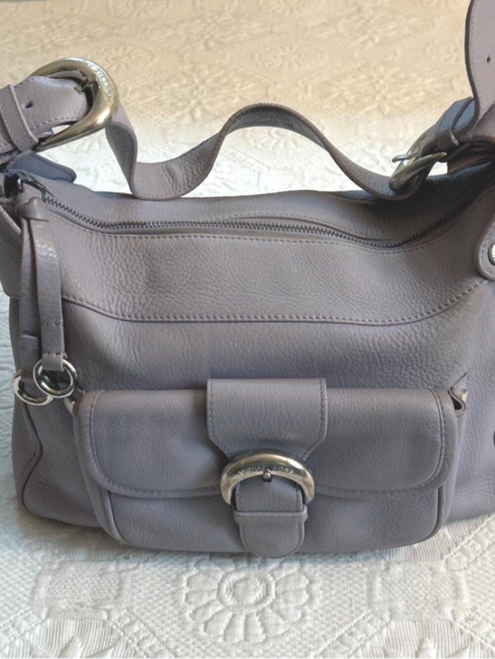 Michael Kors lilac pebbled leather hobo bag